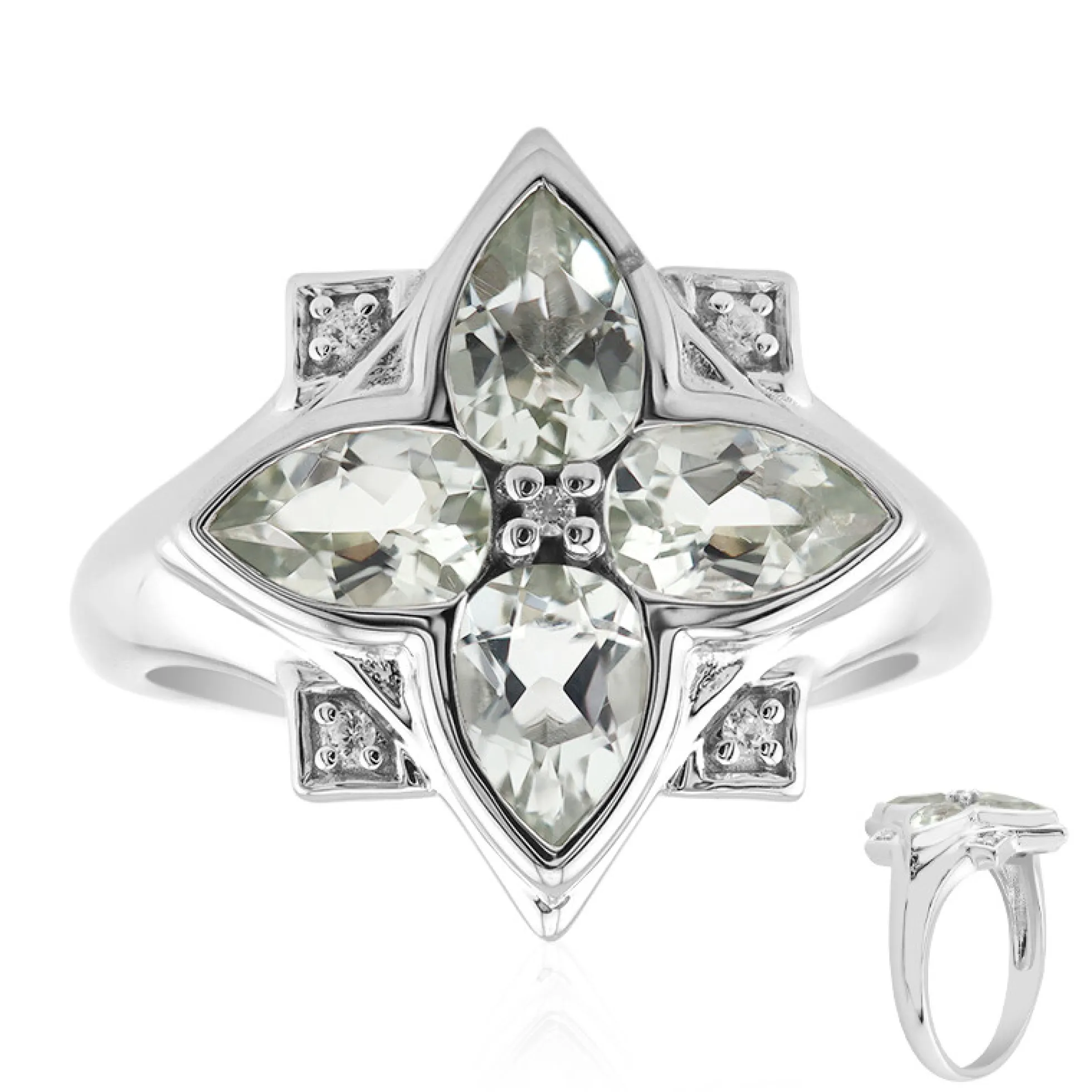 Grüner Amethyst-Silberring