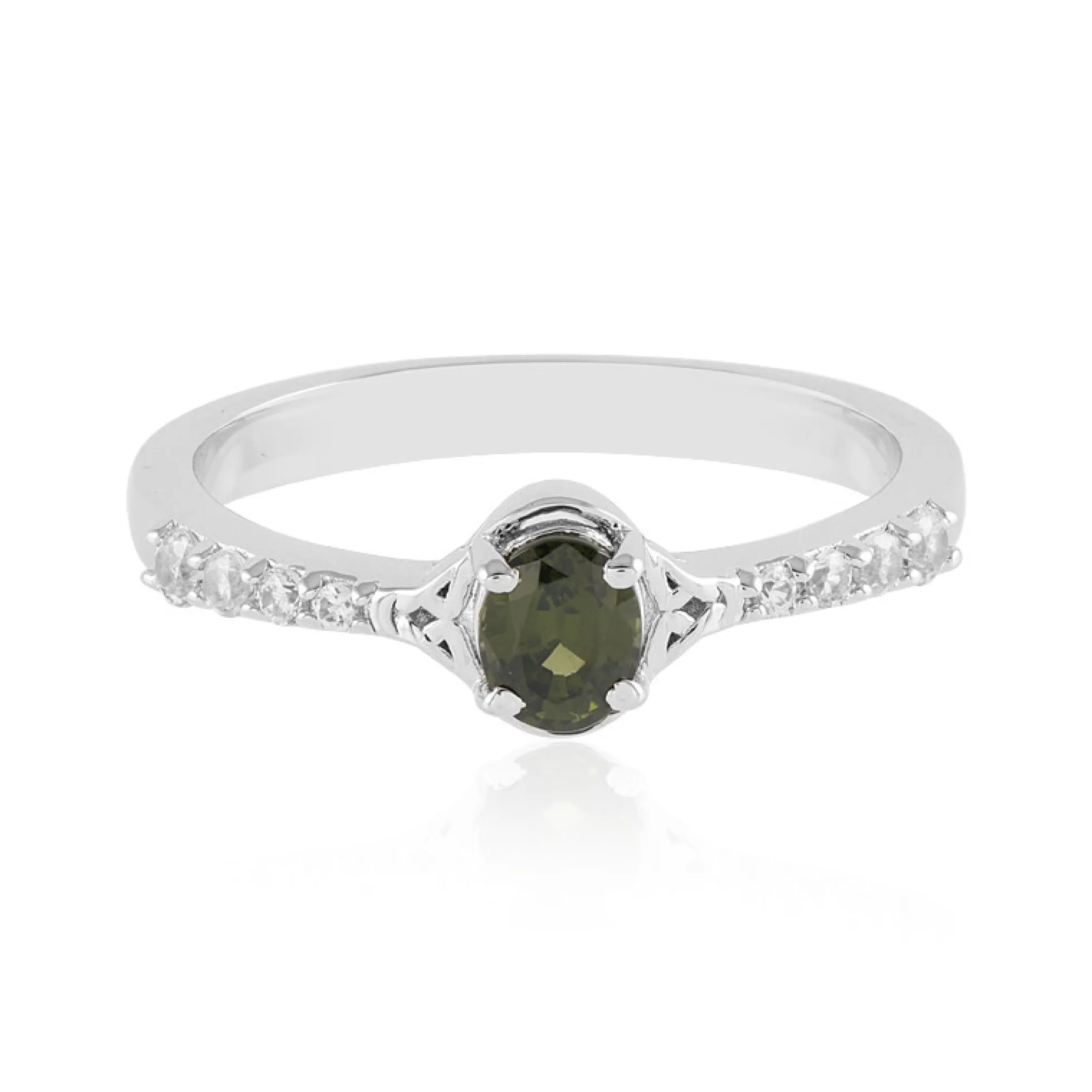 Grüner Ceylon-Zirkon-Silberring
