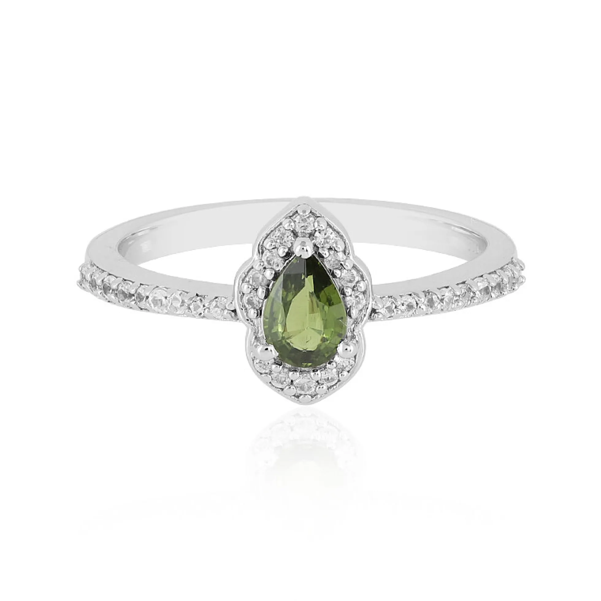 Grüner Ceylon-Zirkon-Silberring
