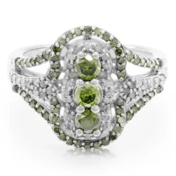 Grüner Diamant-Silberring