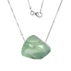 Grüner Fluorit-Silbercollier