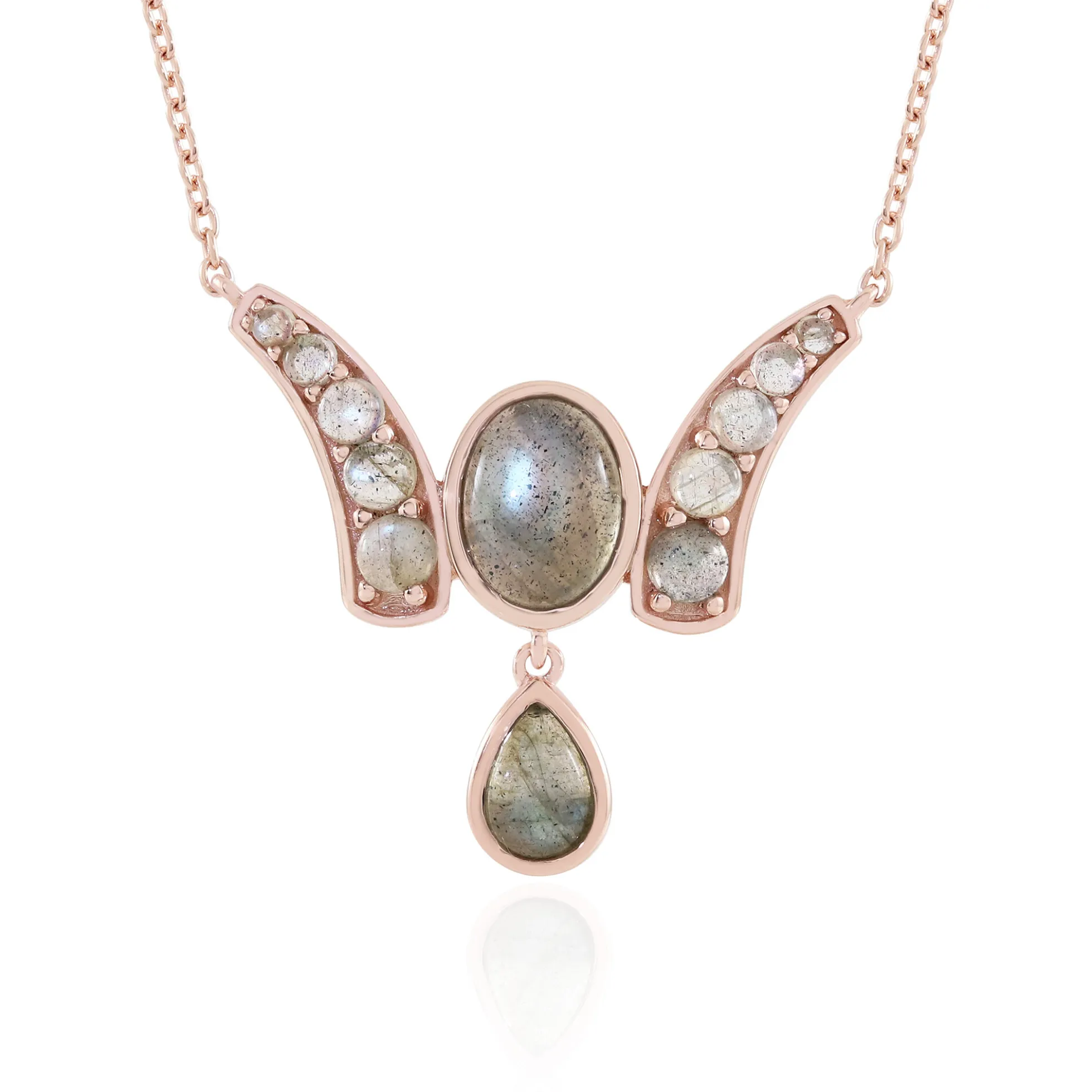 Grüner Maniry-Labradorit-Silbercollier