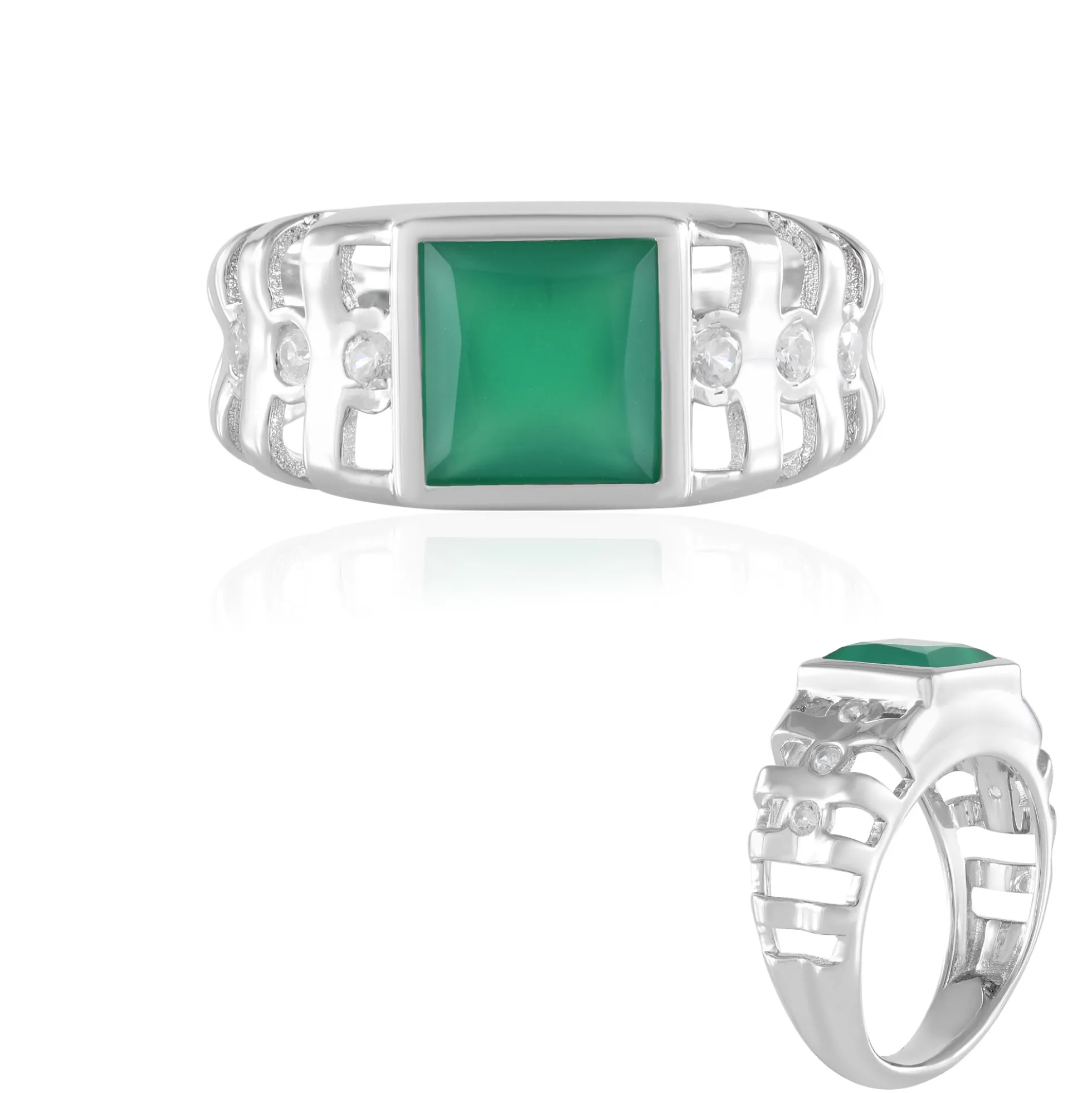 Grüner Onyx-Silberring