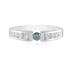 Himmelblauer I2 Brillant-Silberring