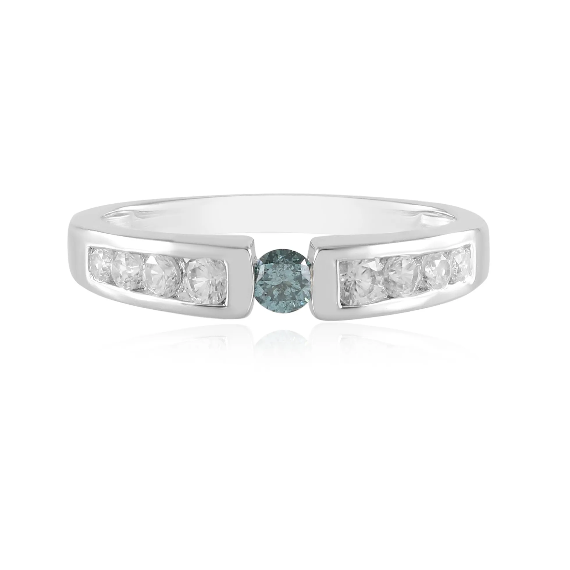 Himmelblauer I2 Brillant-Silberring