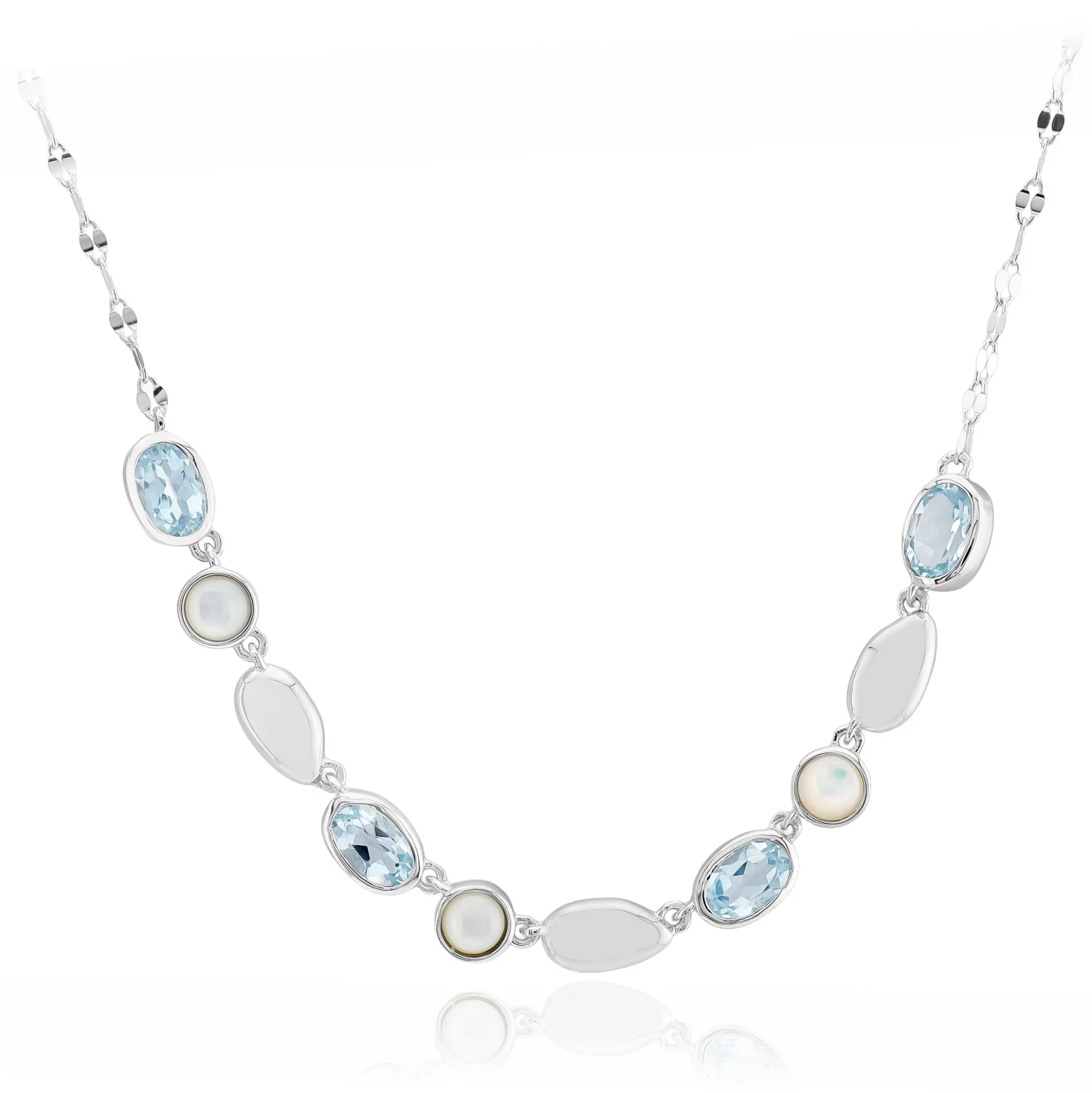 Himmelblauer Topas-Silbercollier
