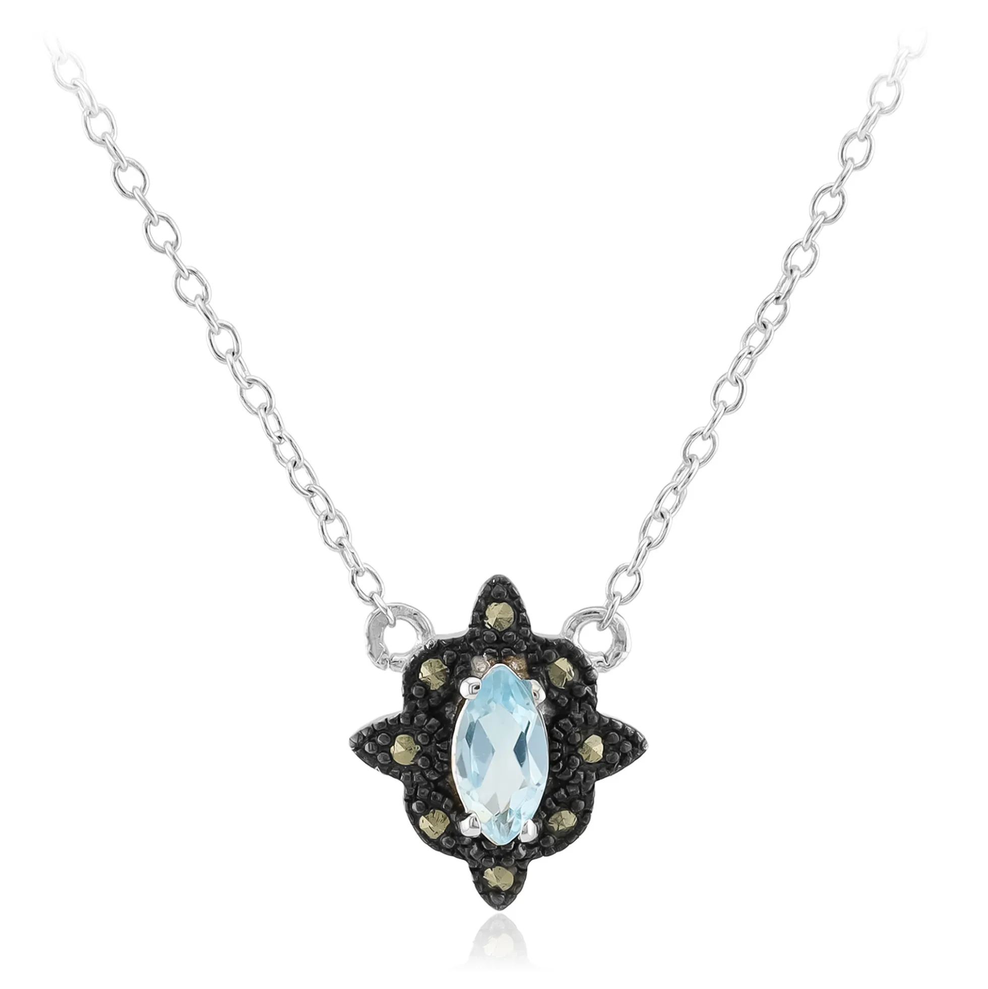 Himmelblauer Topas-Silbercollier