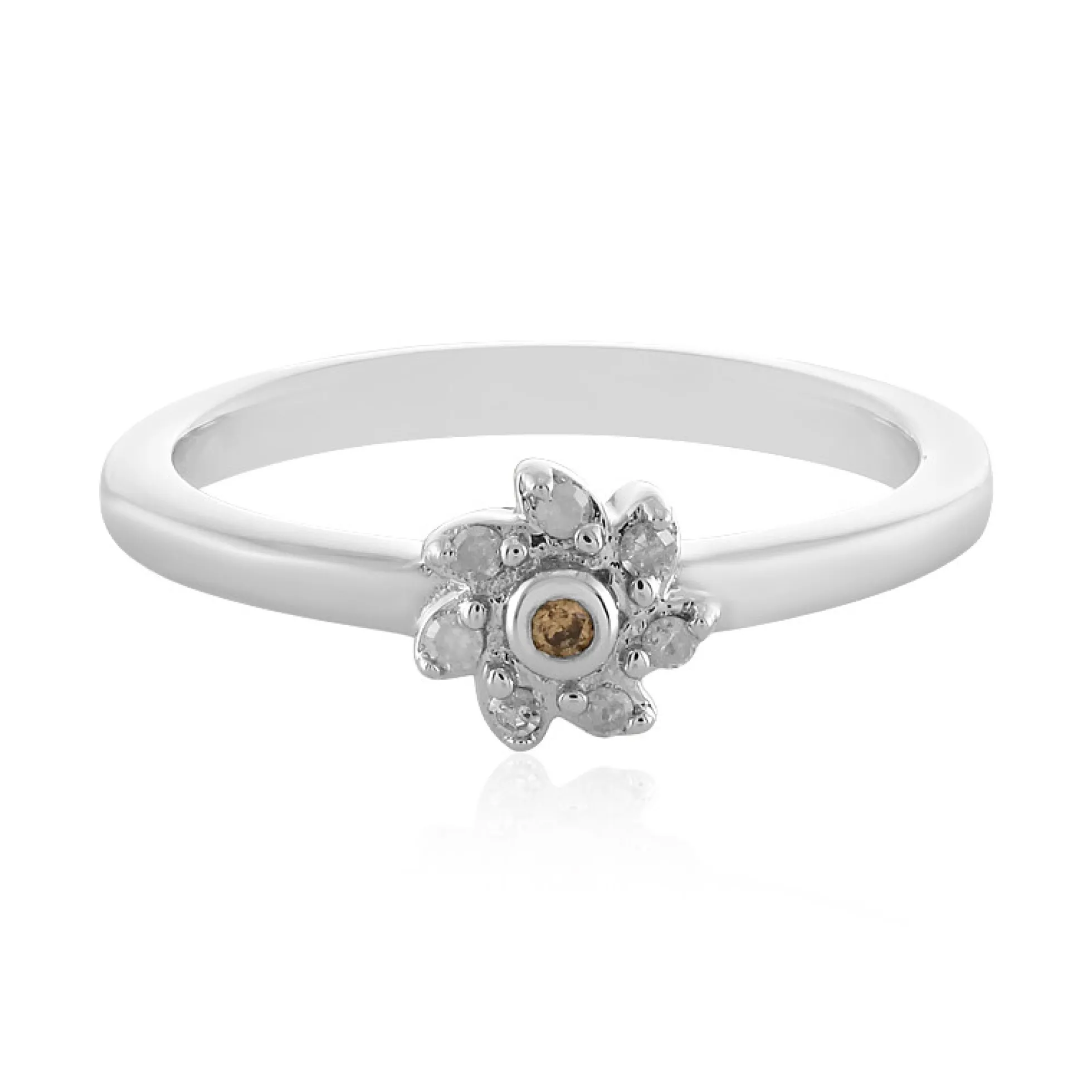 I3 Champagner-Brillant-Silberring