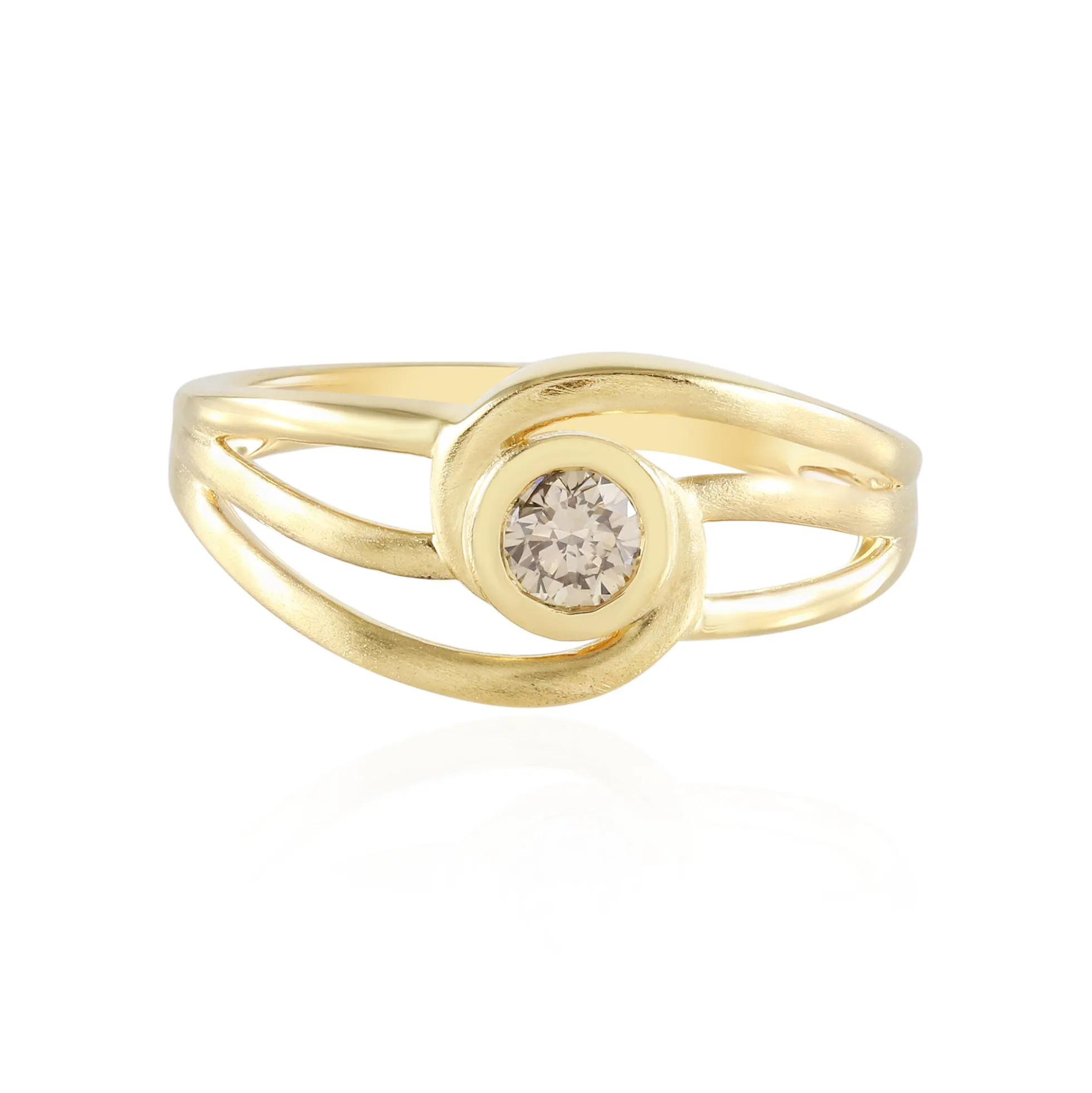 I2 Champagner-Brillant-Silberring