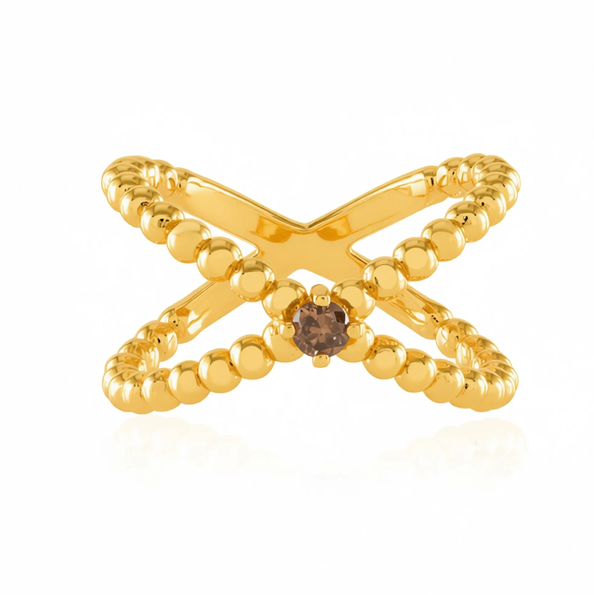 I3 Champagner-Brillant-Silberring (de Melo)