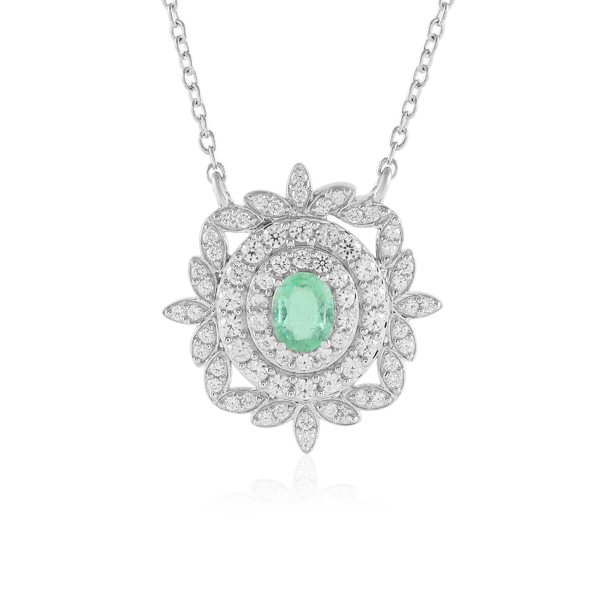 Kolumbianischer Smaragd-Silbercollier