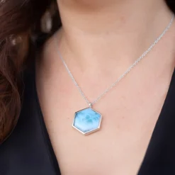 Larimar-Silberhalskette