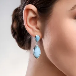Larimar-Silberohrringe