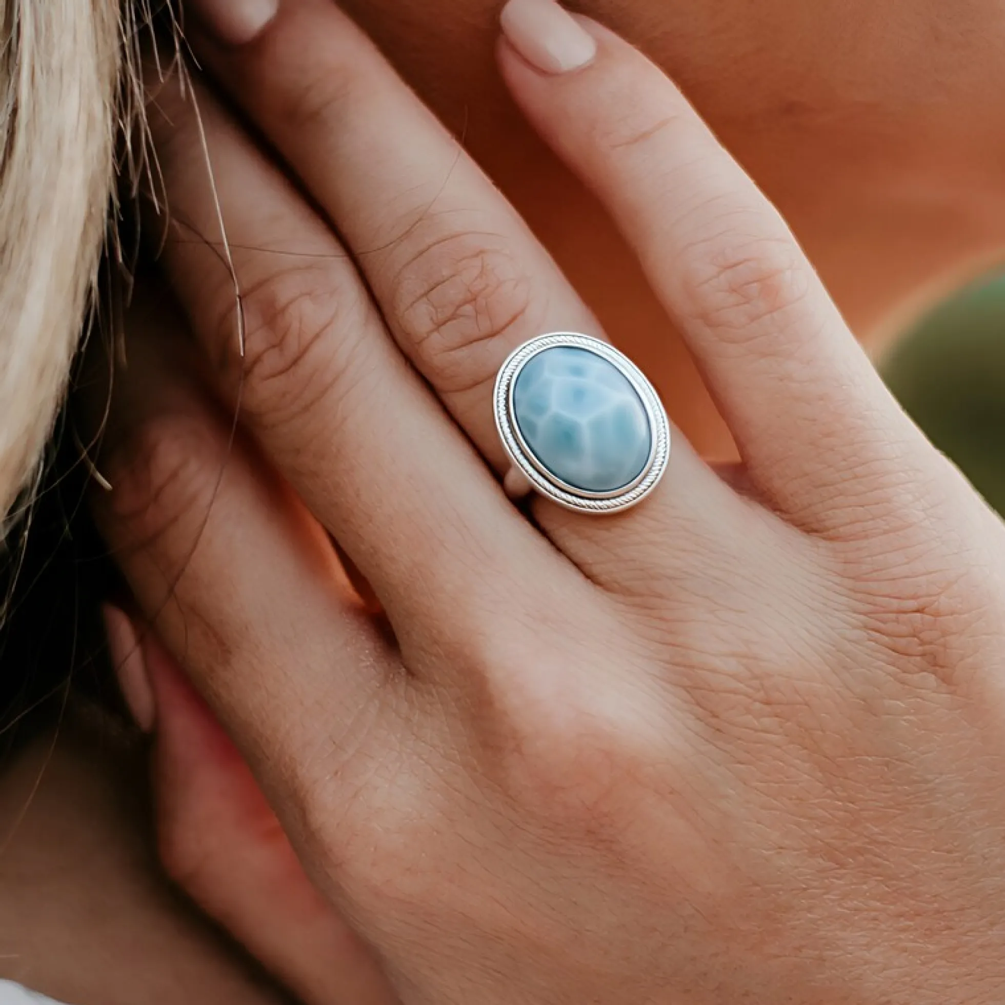 Larimar-Silberring