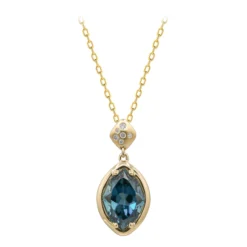 Londonblauer Topas-Goldhalskette