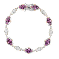 Magenta-Granat-Silberarmband