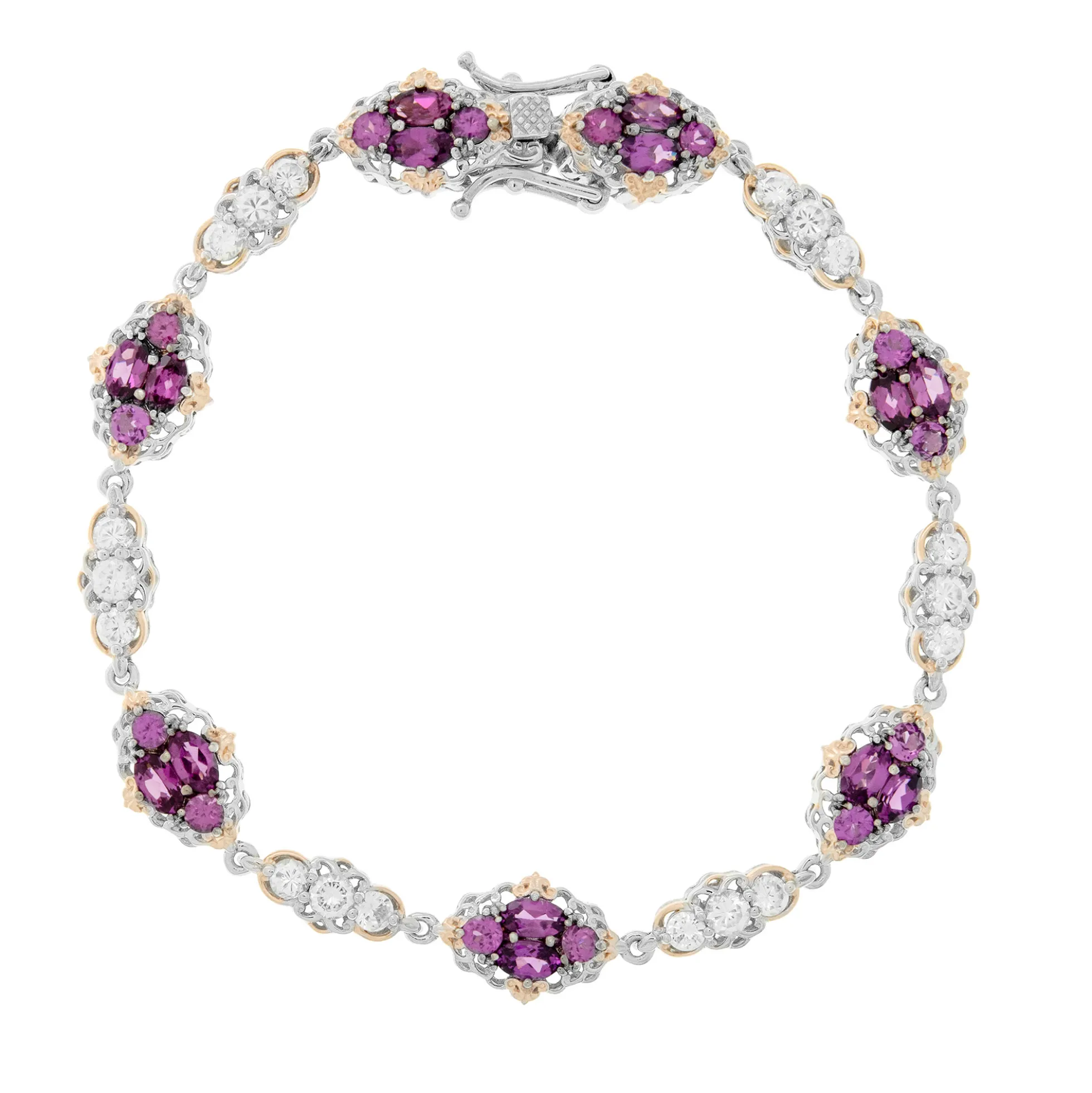 Magenta-Granat-Silberarmband