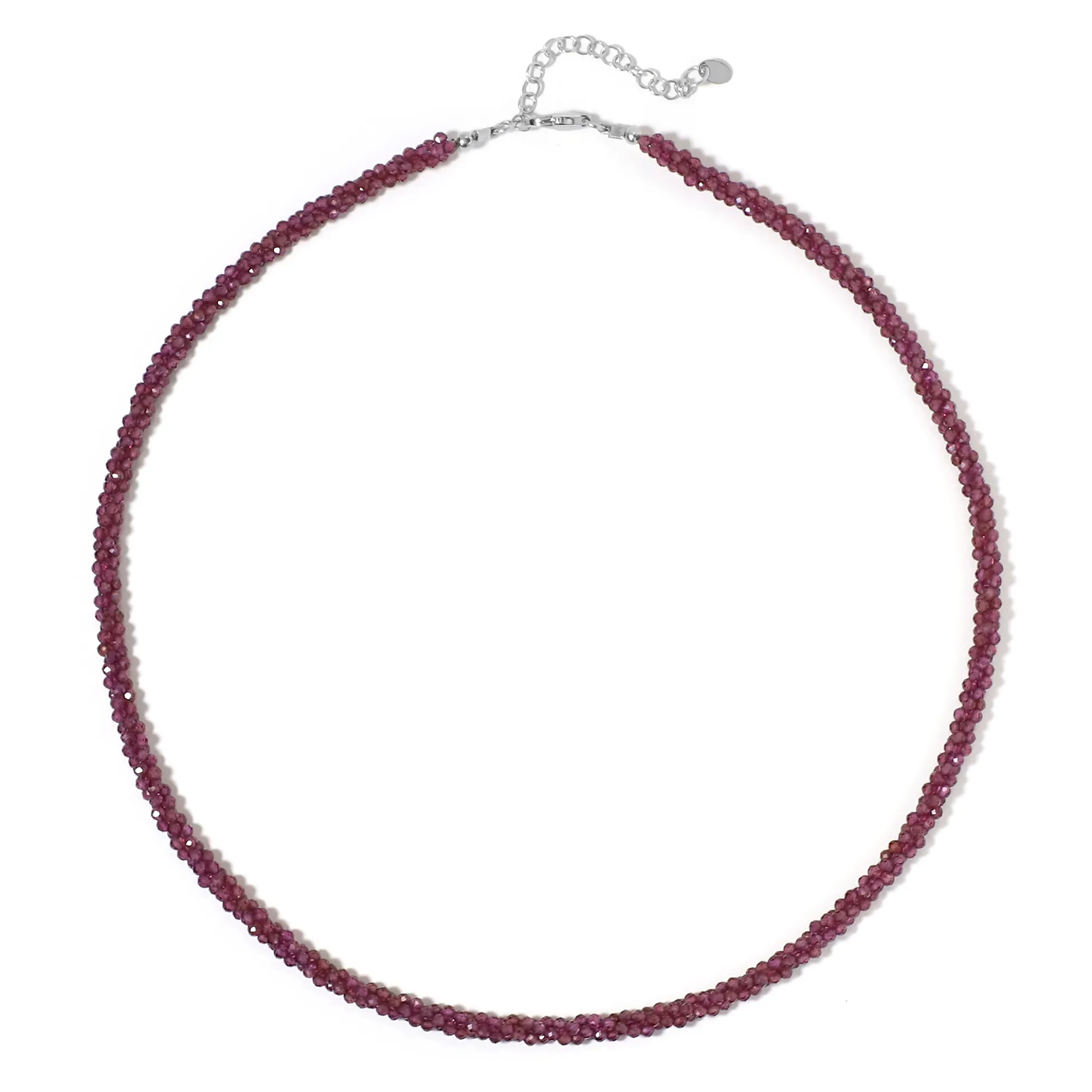Magenta-Granat-Silberhalskette
