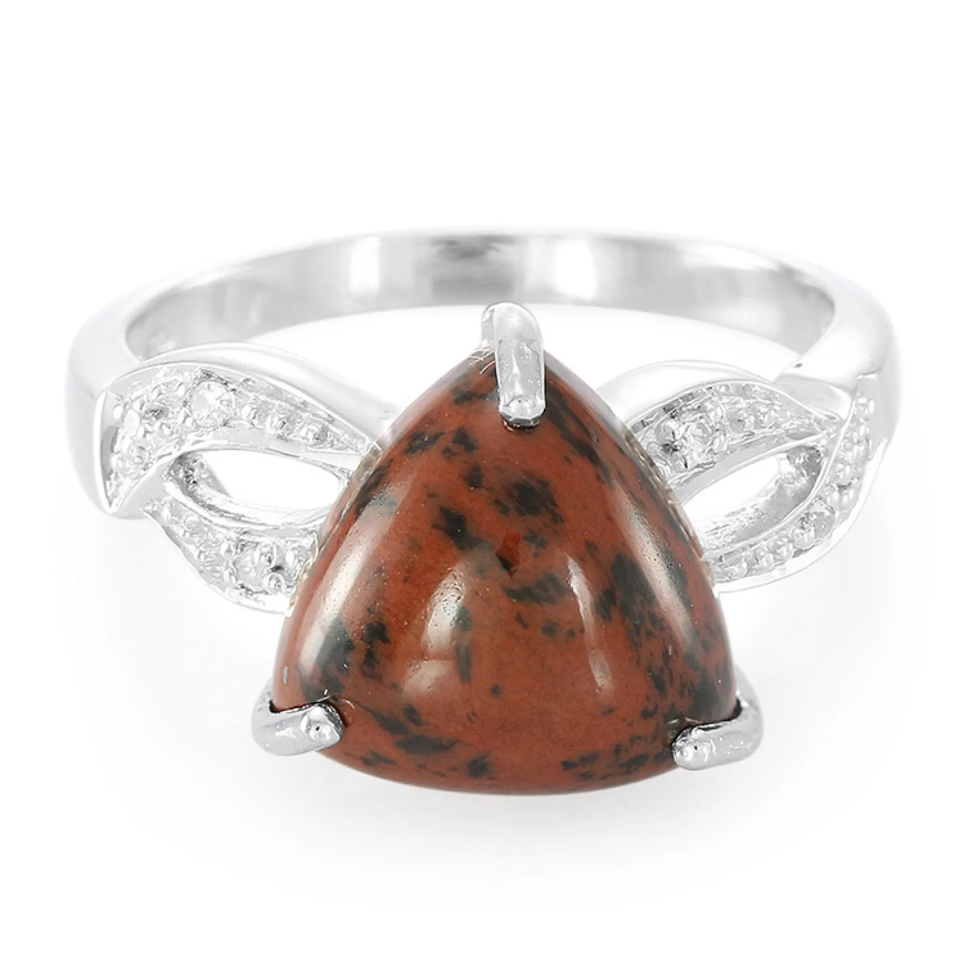 Mahagoni-Obsidian-Silberring