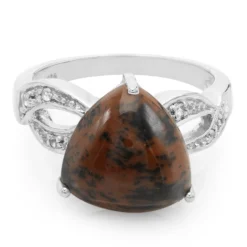 Mahagoni-Obsidian-Silberring