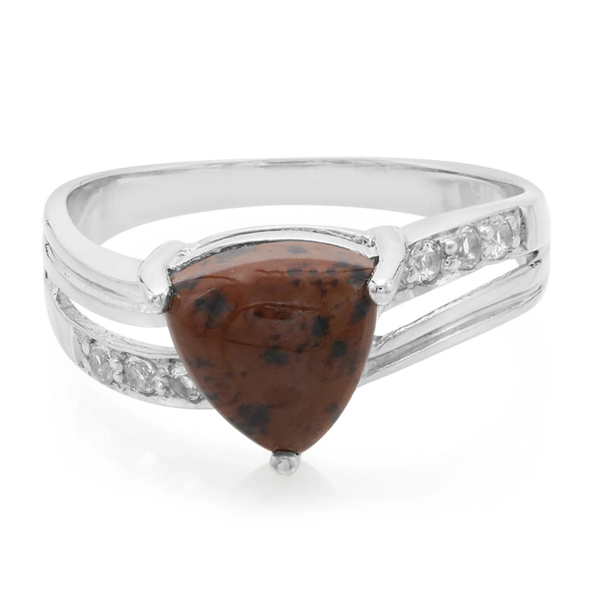 Mahagoni-Obsidian-Silberring