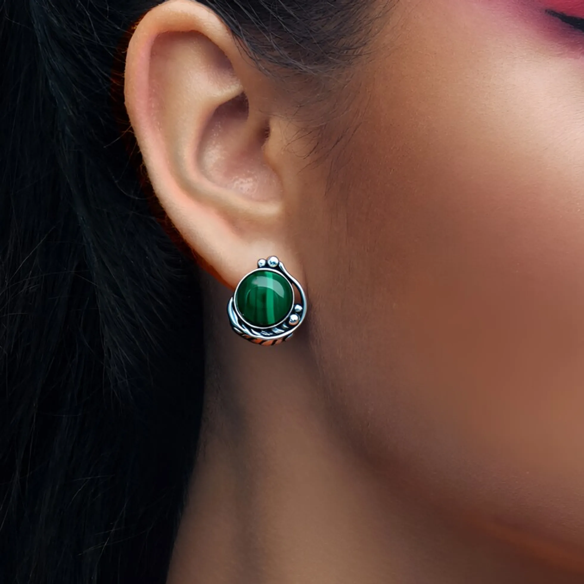 Malachit-Silberohrringe