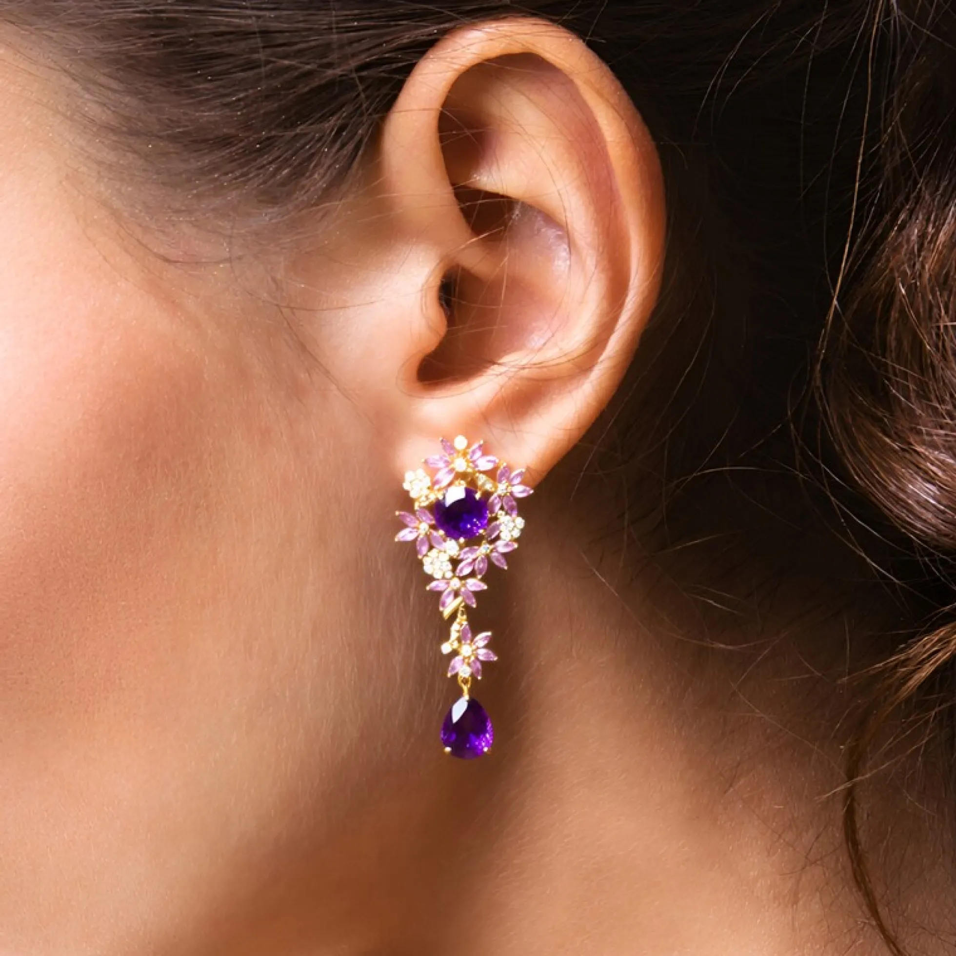 Marokkanischer Amethyst-Silberohrringe