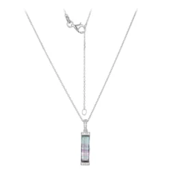 Mehrfarbiger Fluorit-Silberhalskette