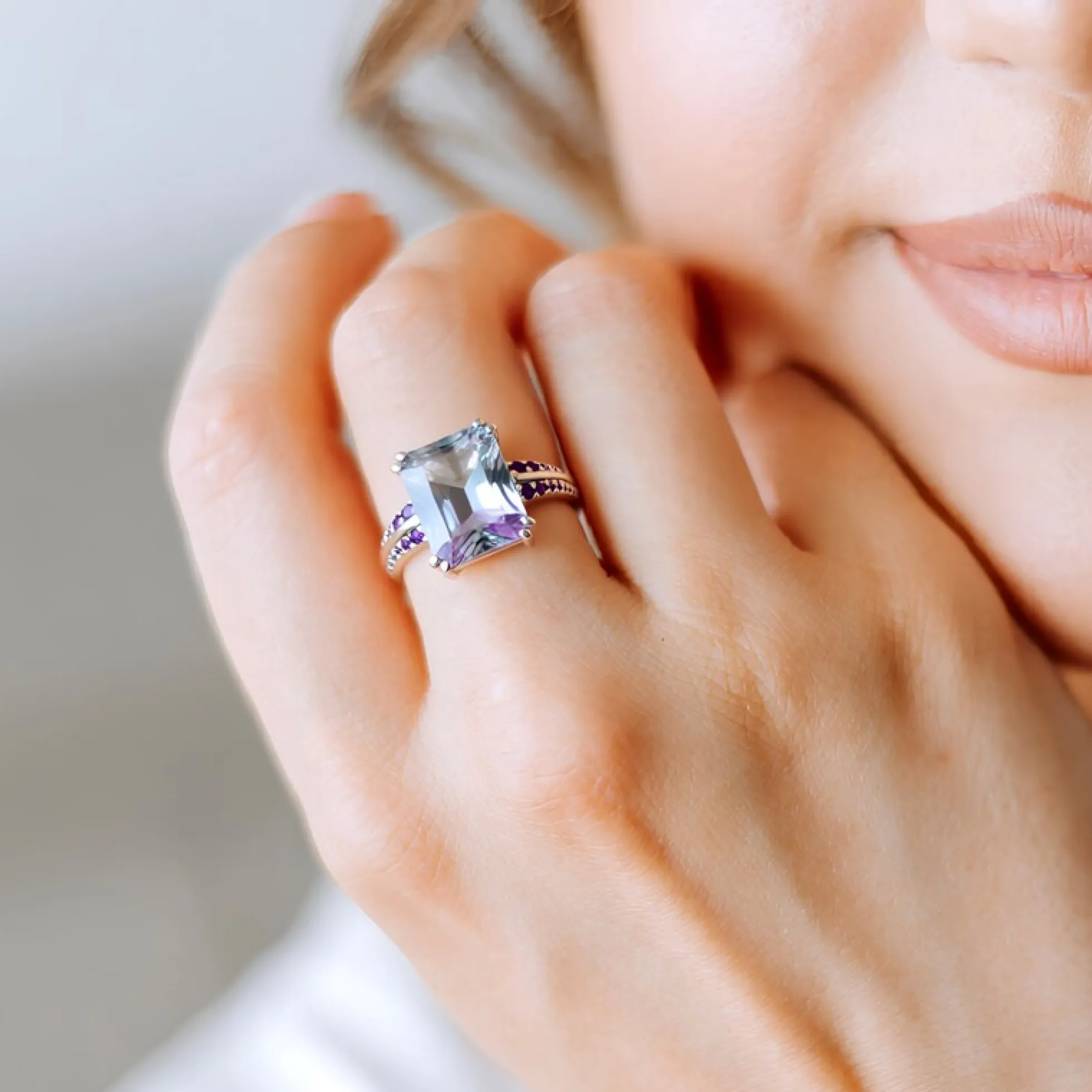 Mehrfarbiger Fluorit-Silberring