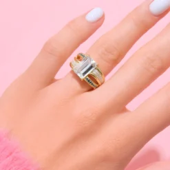 Mehrfarbiger Ukrainischer Topas-Goldring