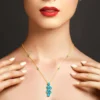Neonblauer Apatit-Silbercollier