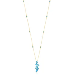 Neonblauer Apatit-Silbercollier