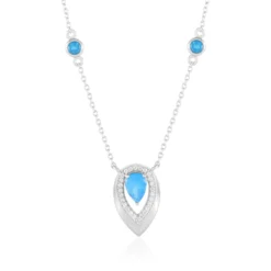 Neonblauer Apatit-Silbercollier