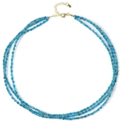 Neonblauer Apatit-Silberhalskette