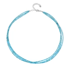 Neonblauer Apatit-Silberhalskette
