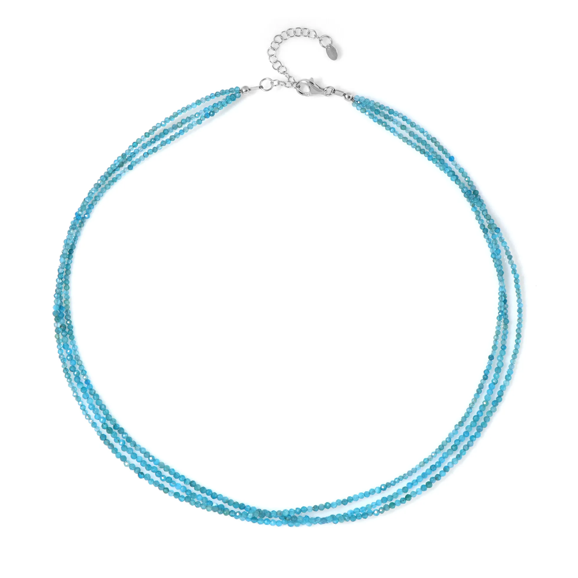 Neonblauer Apatit-Silberhalskette