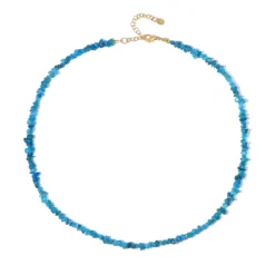 Neonblauer Apatit-Silberhalskette