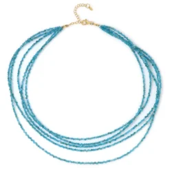 Neonblauer Apatit-Silberhalskette