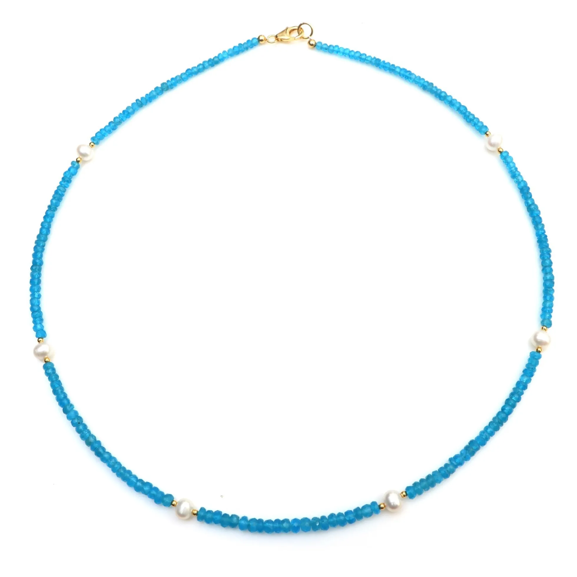 Neonblauer Apatit-Silberhalskette