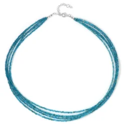 Neonblauer Apatit-Silberhalskette