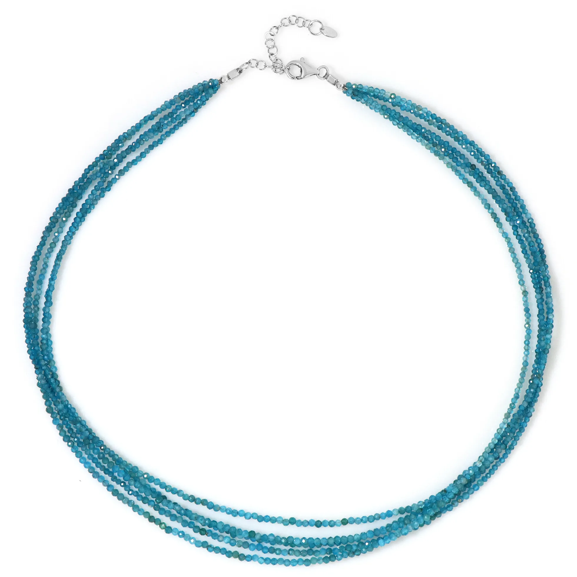 Neonblauer Apatit-Silberhalskette