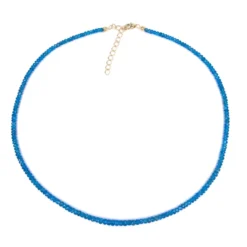 Neonblauer Apatit-Silberhalskette