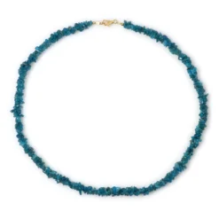 Neonblauer Apatit-Silberhalskette