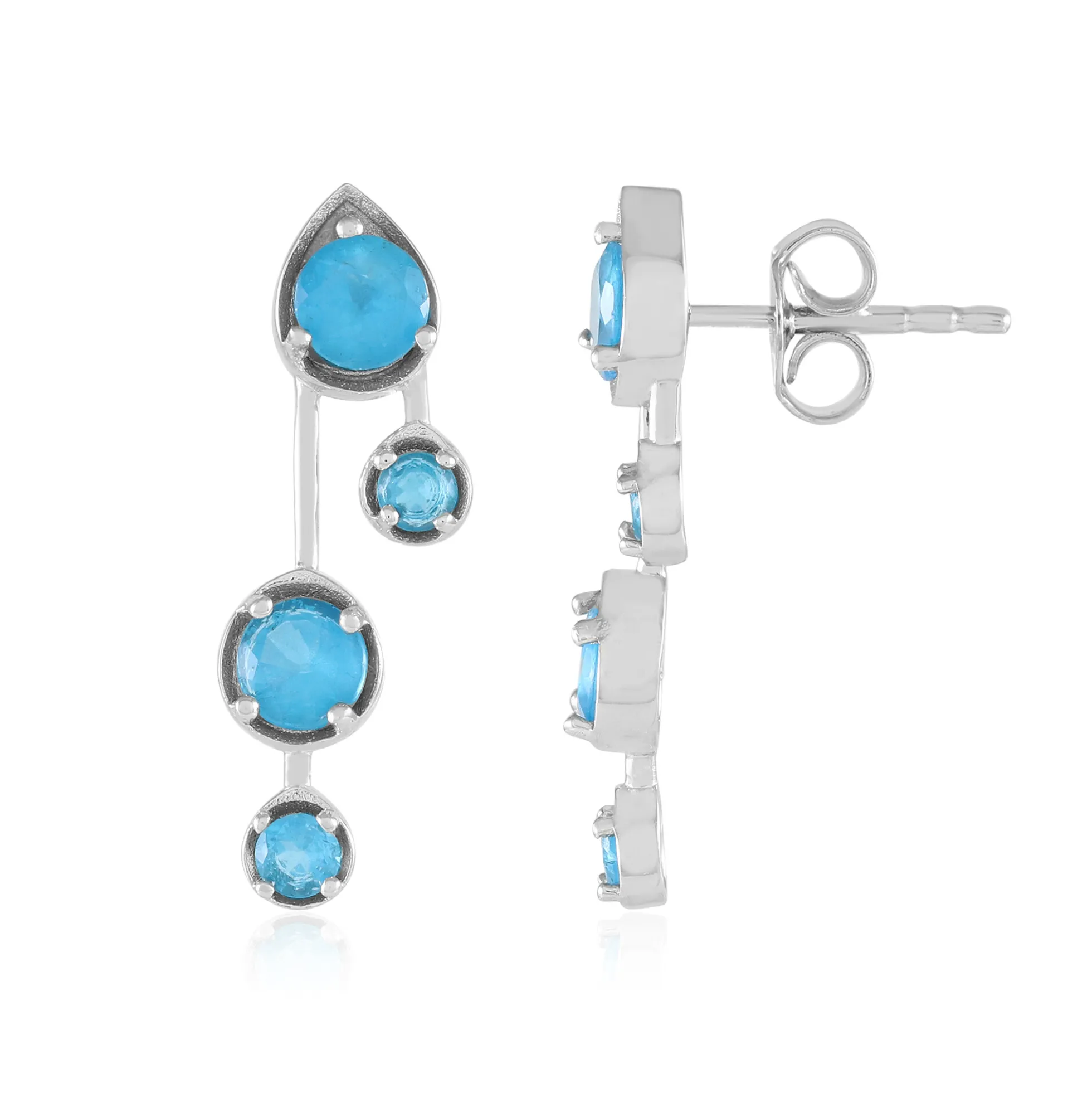 Neonblauer Apatit-Silberohrringe