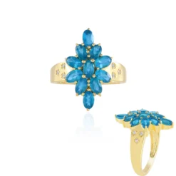 Neonblauer Apatit-Silberring