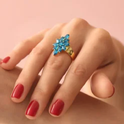 Neonblauer Apatit-Silberring