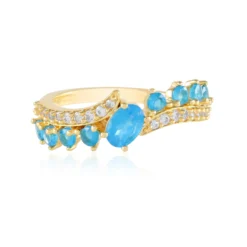 Neonblauer Apatit-Silberring
