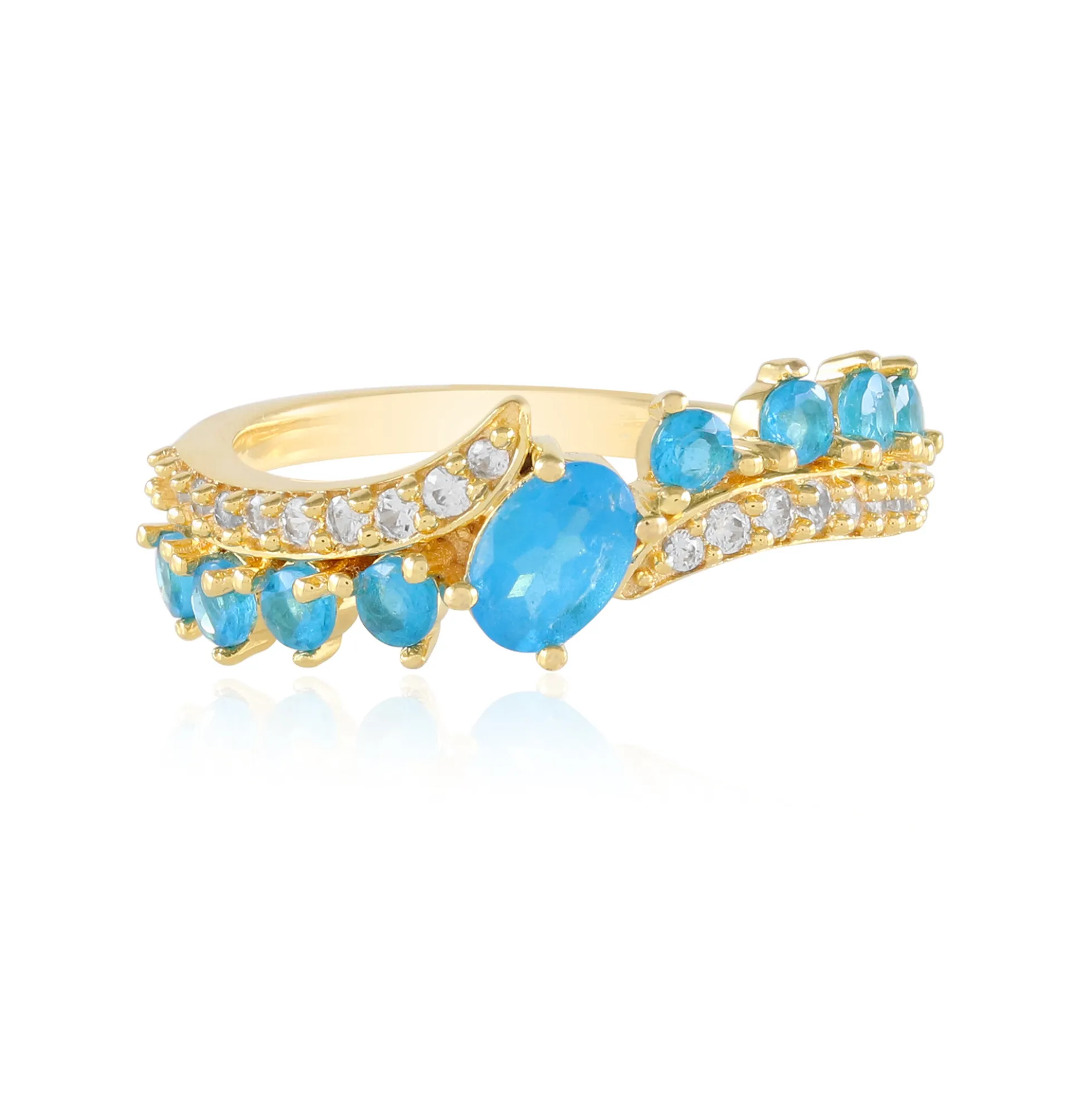 Neonblauer Apatit-Silberring
