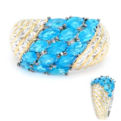 Neonblauer Apatit-Silberring