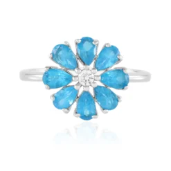 Neonblauer Apatit-Silberring